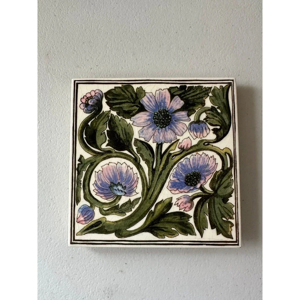 Craven Dunnill Jackfield Ironbridge Gorge Museum Floral Ceramic Trivet Hot Pad